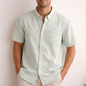 New Quiksilver Light Green Short-Sleeve Button-Down Shirt